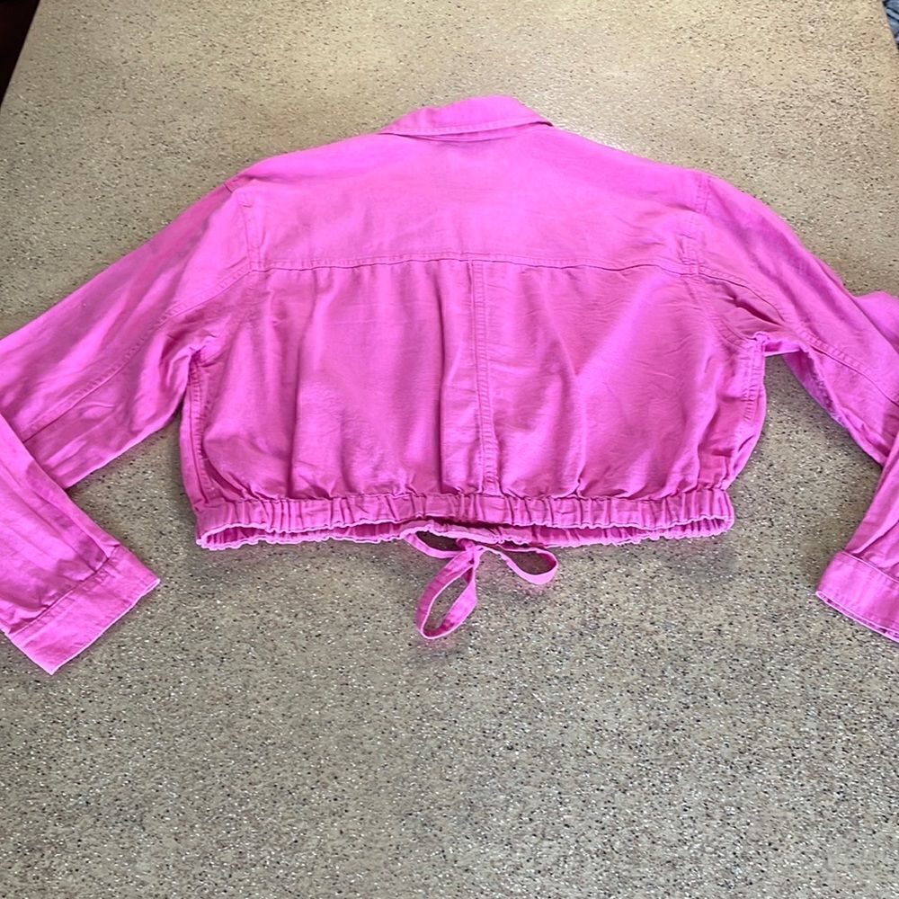 Barbiecore Bubblegum Pink Linen Blend Pullover Shirt / Shacket - Picture 8 of 16
